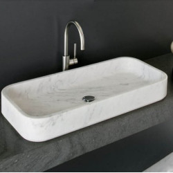 Carrara White Marble Washbasin Designed Natura