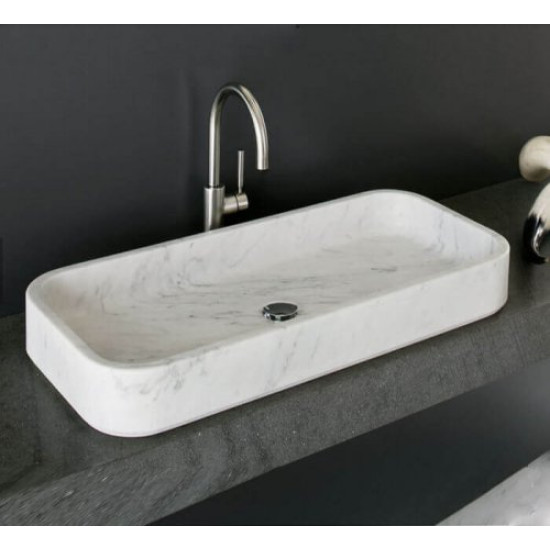 Carrara White Marble Washbasin Designed Natura