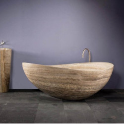 Classic Vein Cut Travertine Ocean Wave Bathtube Classic Vein Cut Travertine Ocean Wave Bathtube