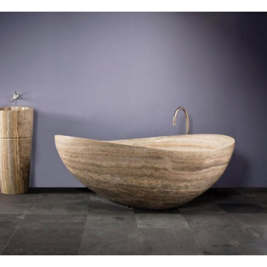 Classic Vein Cut Travertine Ocean Wave Bathtube