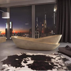 Cream Marfil Beige Marble Diametric Design Bathtube