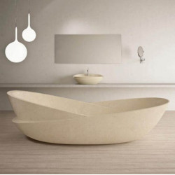 Cream Marfil Beige Marble Diametric Design Bathtube