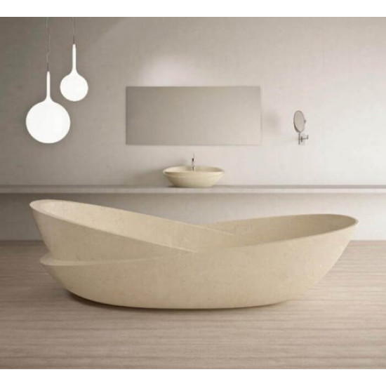 Cream Marfil Beige Marble Diametric Design Bathtube
