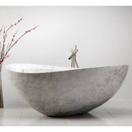 Tundra Grey Marble Designed Ocean Wave Bathtube