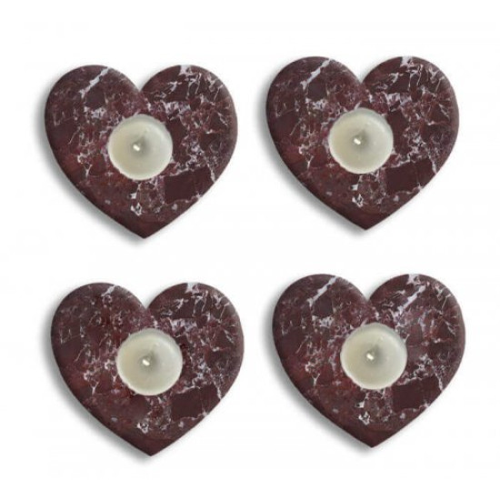 Rosso Levanto Marble Candle Holder Hearth Designed 2 pcs