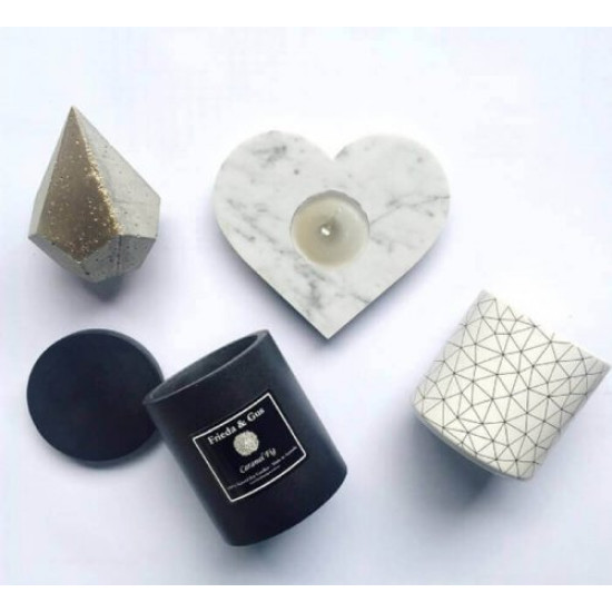 Carrara White Marble Candle Holder Heart 2 pcs