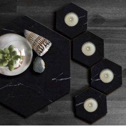 Nero Black Marble Candle Hoder 2 pcs