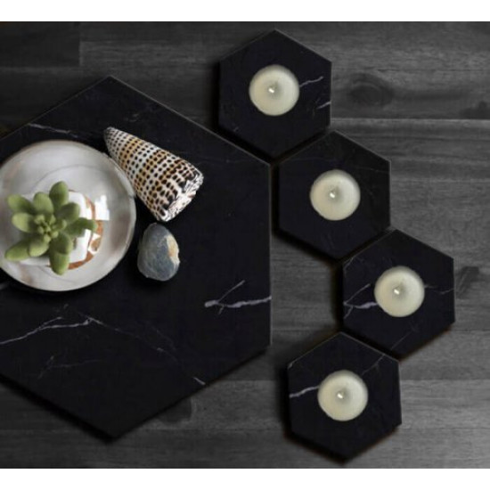 Nero Black Marble Candle Hoder 2 pcs