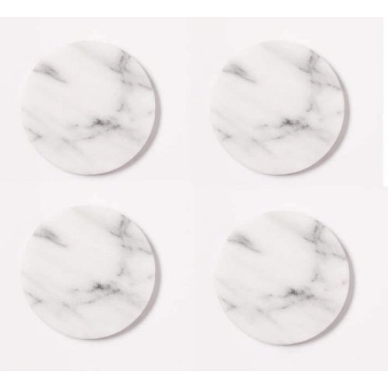 Carrara White Marble Coaster Oval 4 pcs
