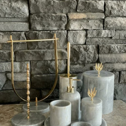 Grey Natural Marble Gold Olive Brach Accesory 9 pcs Bathroom Set