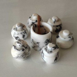 Calacatta Vıolet Marble Set of & Seasoning-Sauce Bowls 6 pcs