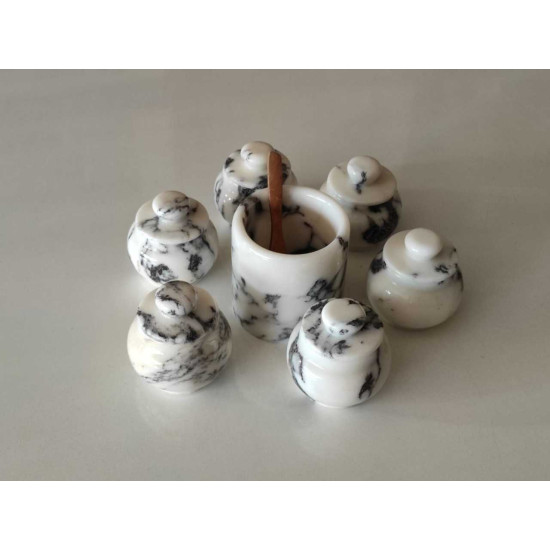 Calacatta Vıolet Marble Set of & Seasoning-Sauce Bowls 6 pcs