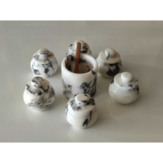 Calacatta Vıolet Marble Set of & Seasoning-Sauce Bowls 6 pcs