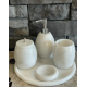 White Natural Marble Silver Accessory Oval 5 Pcs Bathroom Set