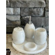White Natural Marble Silver Accessory Oval 5 Pcs Bathroom Set