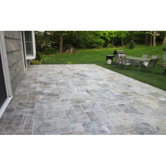 Silver Travertine 1,2 cm French Pattern Se Tumbled
