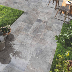 Silver Travertine 1,2 cm French Pattern Se Tumbled