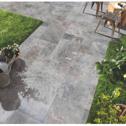 Silver Travertine 1,2 cm French Pattern Se Tumbled