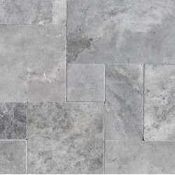Silver Travertine 1,2 cm French Pattern Se Tumbled
