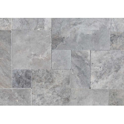 Silver Travertine 1,2 cm French Pattern Se Tumbled