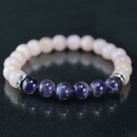 Amethyst – Rose Quartz Special Design Natural Stone Bracelet Amethyst – Rose Quartz Special Design Natural Stone Bracelet