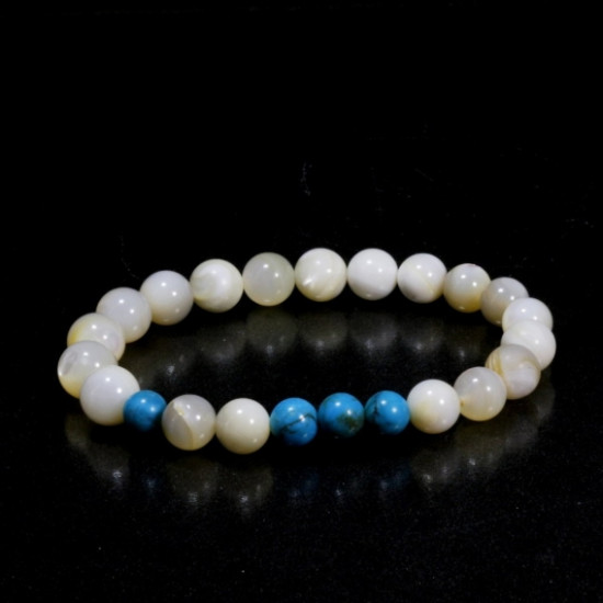 Real Turquoise and Mother of Pearl Natural Stone Bracelet