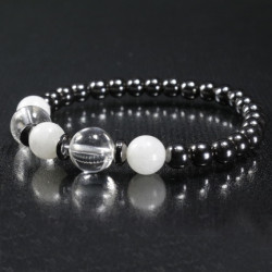 Hematite - Moonstone - Quartz Stone Natural Stone Bracelet