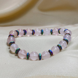 Rose Quartz - Hematite Natural Stone Bracelet