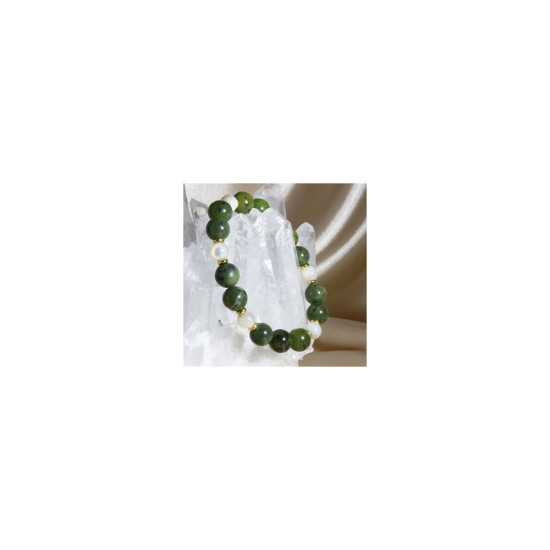 Jade - Mother of Pearl Bracelet Gold Plated Detailed