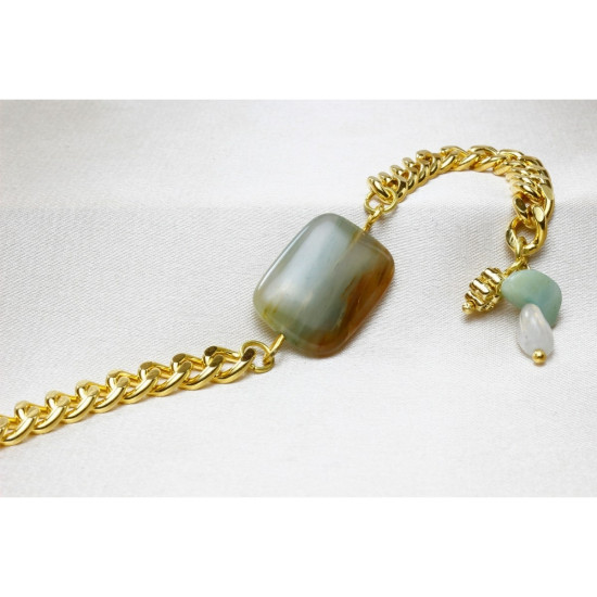 Agate Stone Bracelet / Gold Plated Bracelet / Design Bracelet Agate Stone Bracelet / Gold Plated Bracelet / Design Bracelet