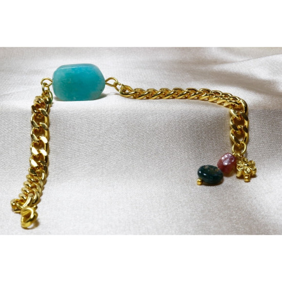 Amazonite Stone Bracelet / Gold Plated Bracelet / Design Bracelet Amazonite Stone Bracelet / Gold Plated Bracelet / Design Bracelet