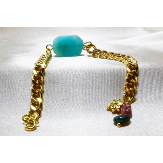 Amazonite Stone Bracelet / Gold Plated Bracelet / Design Bracelet Amazonite Stone Bracelet / Gold Plated Bracelet / Design Bracelet
