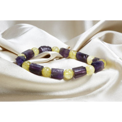 Real Amethyst - Citrine Special Design Bracelet / Amethyst Unprocessed Natural Stone