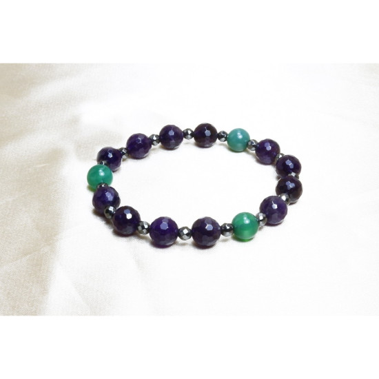 Real Amethyst - Green Agate - Hematite Stone Bracelet / Special Design Bracelet Real Amethyst - Green Agate - Hematite Stone Bracelet / Special Design Bracelet