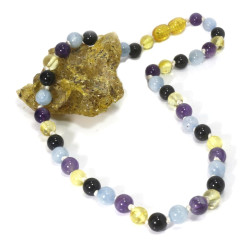 Drop Amber Mixed Stone Baby Necklace