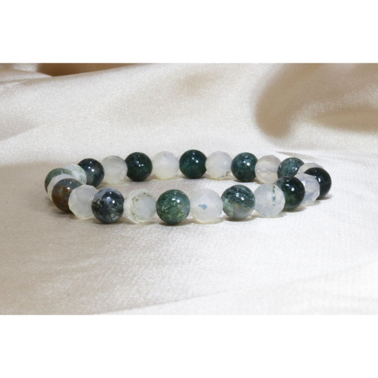 Fossil Agate and Mossy Agate Bracelet / Special Design Bracelet