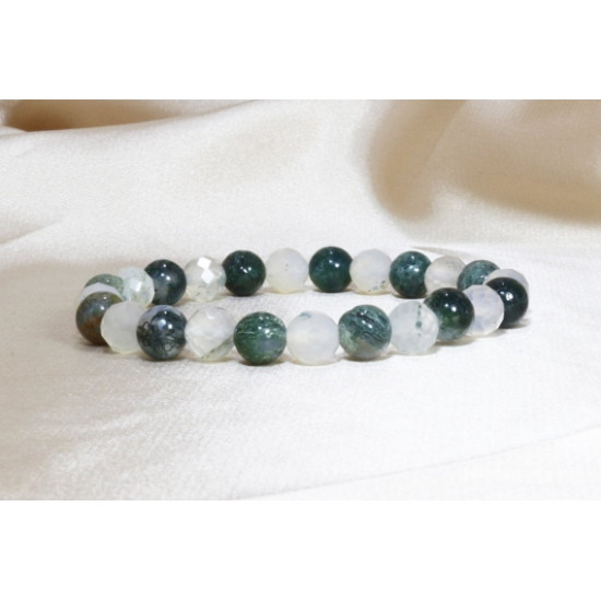 Fossil Agate and Mossy Agate Bracelet / Special Design Bracelet