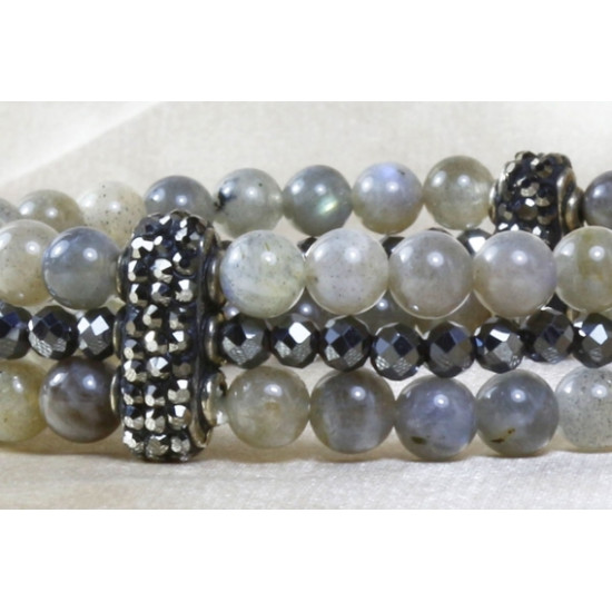 Labradorite Stone Bracelet / Hematite Stone Detailed / Special Design Bracelet