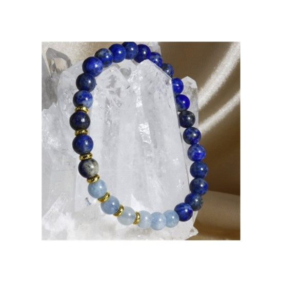 Lapis Aquamarine Gold Plated Bracelet