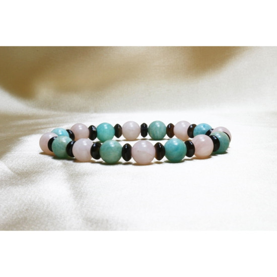 Pink Quartz - Amazonite - Agate Stone Bracelet Pink Quartz - Amazonite - Agate Stone Bracelet