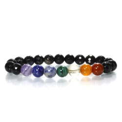 Black Agate Natural Stone Chakra Bracelet Black Agate Natural Stone Chakra Bracelet