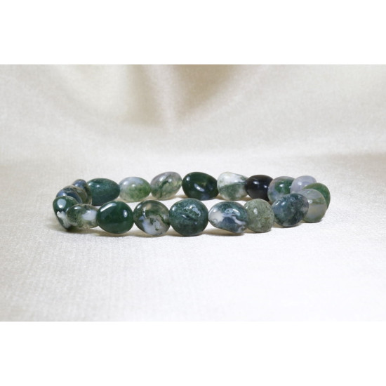 Mossy Agate Bracelet / Untreated Natural Stone Bracelet