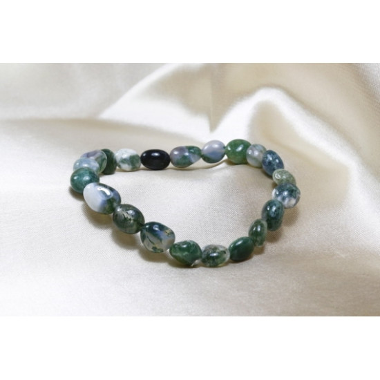 Mossy Agate Bracelet / Untreated Natural Stone Bracelet