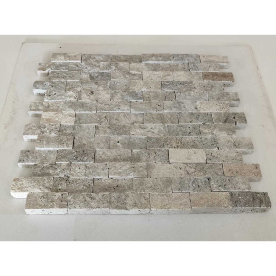 Silver Travertine Splitface Mosaic