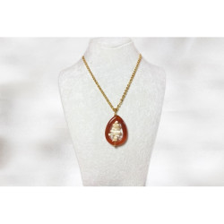 Agate Stone Necklace / Coral Detailed Real Gold Plated Chain Necklace