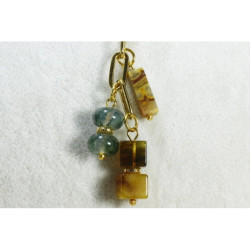 Real Gold Plated Design Chain Necklace with Cube Drop Amber and Agate Stone