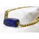 Lapis Lazuli Stone Necklace with Gold Plated Knitted Chain