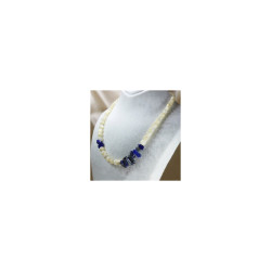 Mother of Pearl Natural Stone Necklace - Lapis Lazuli Detailed