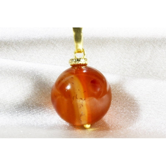 Real Agate Pendant / Yemen Agate / Carnelian Agate / Gold Plated Metal