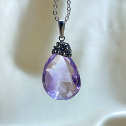 Ametrine Stone Facet Cut Pendant | Marcasite Embroidered